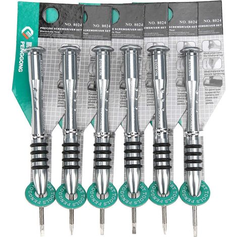 Kit de 6 tournevis plats S1/S1.2/S1.4/S1.5/S2/S2.5 pour la réparation de téléphones portables, tablettes, appareils photo, montres, lunettes et ordinateurs portables.