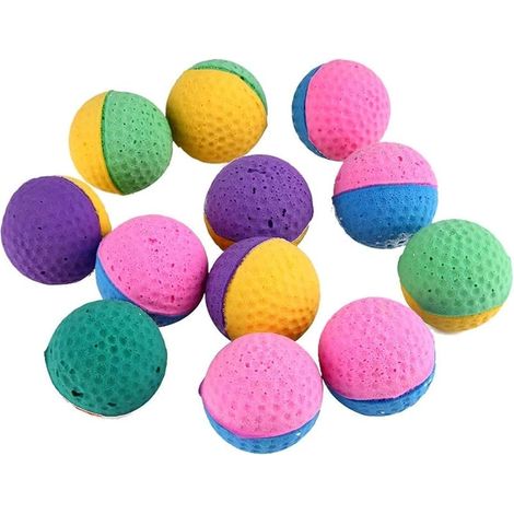 24 balles Balles en latex, à chat souples pour animal domestique à mâcher Jouets Boule (1/5)
