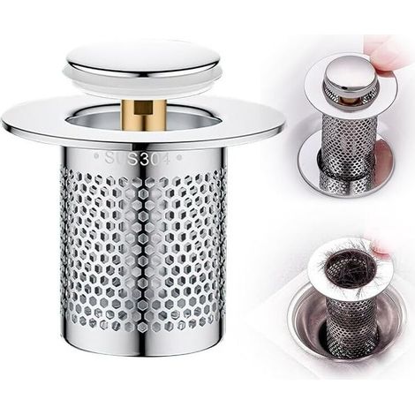 royaluxe -Filtre de vidange de sol en acier inoxydable, nouveau filtre d'évier de baignoire 2024, filtre d'évier pop-up, filtre d'évier antirouille, filtre d'évier de salle de bain, adapté à la cuisin (1/5)