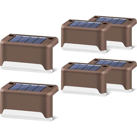 Lot de 6 lampes solaires d'extérieur pour terrasse et marches d'escalier Lampes solaires d'extérieur pour clôtures de terrasse et marches (noir - lumière chaude) (1/5)