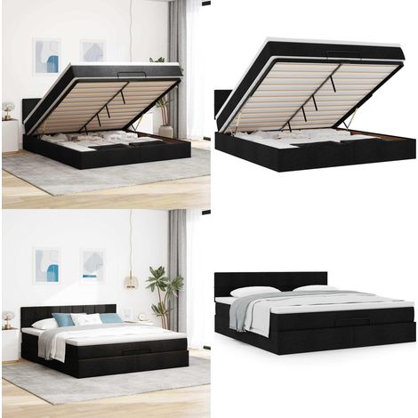 vidaXL Ottoman-Bett mit Matratze Schwarz 180x200 cm Stoff (1/5)