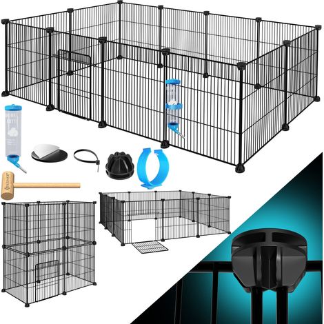 KESSER® recinto da esterno in rete metallica per conigli XXL con porta recinto per piccoli animali recinto per porcellini d'India free run  box gabbia per piccoli animali  nero / singolo (1/5)