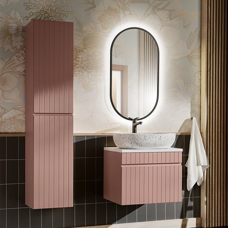 Set di mobili da bagno con lavabo Zelie rosa 60cm (1/5)