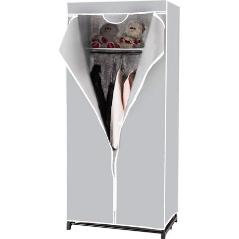 COSTWAY Armoire de Rangement Penderie en Tissu 1 Etagère Portable 75x50x170cm Gris (1/5)