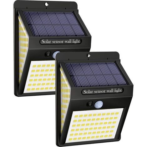140 LED Lampe Solaire Extérieur 3 Éclairage Modes, Lumiere Solaire Exterieur Detecteur de Mouvement, 2 pack (1/5)