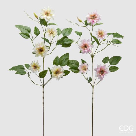EDG Enzo De Gasperi Ramo Clematis Artificiale con Fiori, Bocciolo e Foglie Ass. H 105 Cm Rosy Peach 1 Pz (1/3)