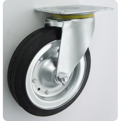 Roue Pivotante - Metal Caoutchouc - 200 mm - Charge 180 kg - Roulement A Rouleaux - Unité