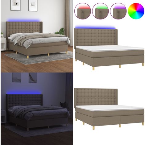Boxspringbett mit Matratze & LED Taupe 180x200 cm Stoff - Boxspringbett - Doppelbett - Lattenrost - Bettsofa - Schlafsystem - Home & Living (1/5)