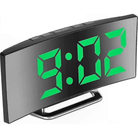 Réveil à grand écran LED miroir avec affichage de la température et de la date, fonctionnement silencieux sans tic-tac, veilleuse, fonction snooze, deux modes de luminosité, format 12/24 heures. (1/5)