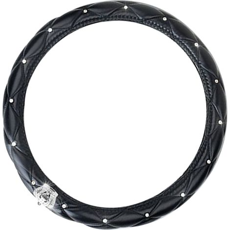 Volant Voiture Femme Antidérapant Universel Cuir PU Strass Couverture Noir Accessoire Auto (1/5)