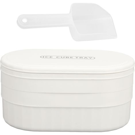 Bac à glaçons 72 cubes, boîte de rangement large capacité, presse facile, couvercle inclus, grade alimentaire, blanc, pour bar maison et fête (1/5)