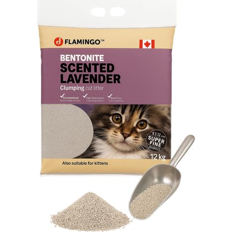 Litière Chat - 12kg pour 10 semaines - Litière agglomérante - Parfum Lavande - sans poussière - Origine Canada (1/5)