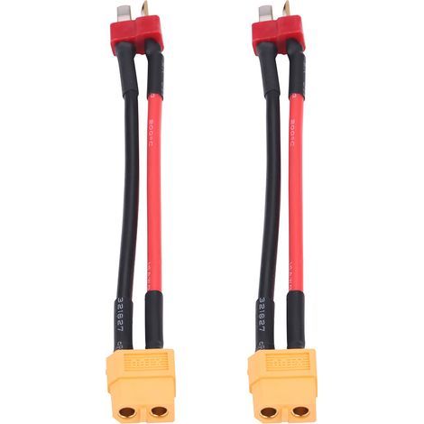 Lot de 2 adaptateurs/connecteurs RC en silicone, connecteur mâle en T vers connecteur femelle XT60 (1/5)