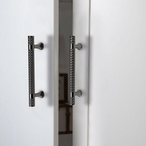 Schwarzer Möbelgriff, 96 mm Lochabstand, Küchengriff aus Zinklegierung, Schlafzimmerschrankgriff, 2 Stück