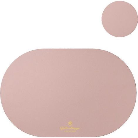 Dessous de plat ovale en similicuir rose, lot de 4 sets de table (1/4), isolants thermiques, pour la cuisine.-4 sets (1/5)