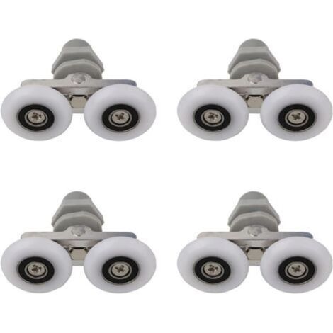 Roulettes Doubles pour Porte de Douche Roulettes pour Porte de Douche Roulettes Coulissantes Porte Salle de Bain Douche Rouleau de Douche de Rechange.Pièces de rechange pour salle de bain 19mm 4 PCS