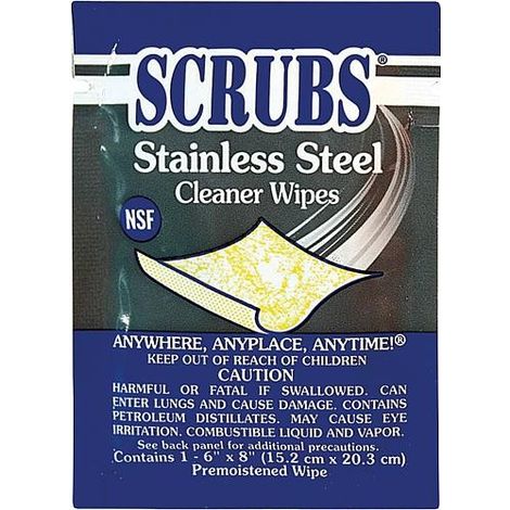 Chiffon de nettoyage pour inox SCRUBS sachet avec 1 chiffon
