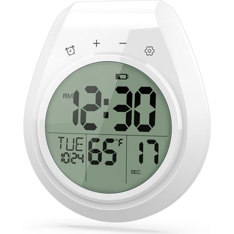 Horloge de douche numérique étanche minuterie salle bain murale cuisine écran LCD 12 et 24 heures (1/4)