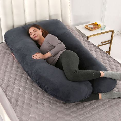 Oreiller Grossesse Forme U - Support Corps Complet pour Dormir - Housse Détachable et Lavable - Pour Douleur Lombaire Hanche Jambes - 1 Pièce (1/5)