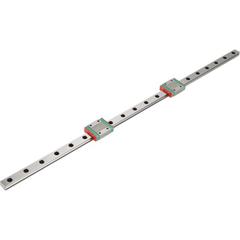 1 rail linéaire miniature MGN12 500mm avec 2 blocs coulissants MGN12B, largeur 12mm, pour guidage précis. (1/5)