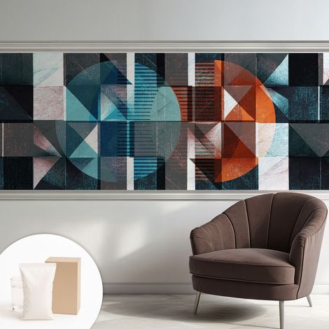 Papier peint intissé mural avec imprimé motifs uniques apparence moderne - Colle incluse gratuite Formes abstraites 250x104 cm (1/5)