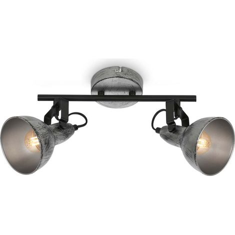 Deckenleuchte Deckenspots drehbar vintage 40W 2xE14 Antik-Silber Metall Briloner