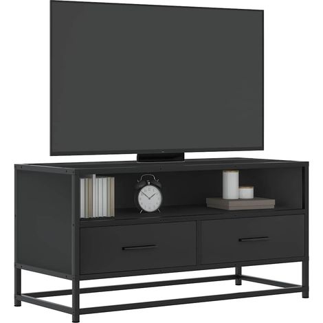 TV-Schrank Schwarz 80x34,5x40 cm Holzwerkstoff und Metall