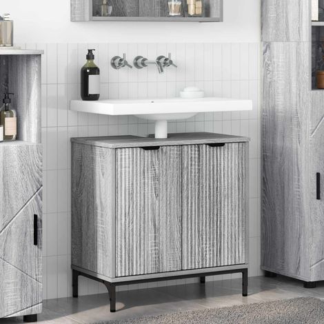 vidaXL Meuble de Lavabo de Salle de Bain avec stockage Gris Sonoma (1/5)