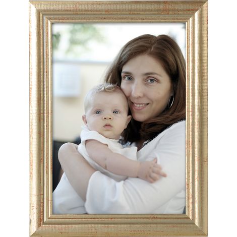WOLTU Cadre photo en bois et vitre, Cadre photo de style Artos, 30x40cm environ, Or
