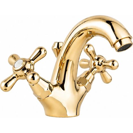 Grifo monomando de lavabo de alta gama en oro pulido. Piralla Rubinetteria Sofia 0SFOR088A26  Oro (1/5)
