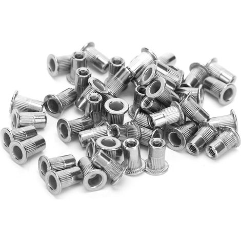 Lot de 50 écrous rivetés M3 en acier inoxydable à nervures, fixations industrielles (1/5)