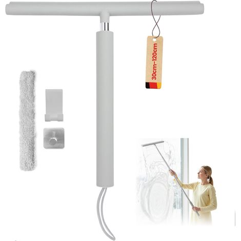 Raclette Douche Rétractable 30 à 120 cm, Silicone Raclette Vitre, Raclett Vitre Douche avec Support, pour Raclett de Fenêtre, Salle De Bain, Miroir, Verre, Carrelage(Gris) (1/5)