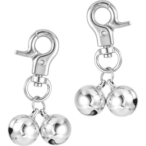 Lot de 2 cloches pour colliers pour animaux de compagnie - Clochettes pour chiens - Cloches pour chien - Pendentif triple - Accessoires pour chien et chat - Collier décoratif (1/5)