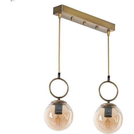 Lustre en cuivre, 45 cm de long, 16 cm de diamètre, 70 cm de hauteur, 100% métal, hauteur réglable, douille E27, Design scandinave Glam (1/3)