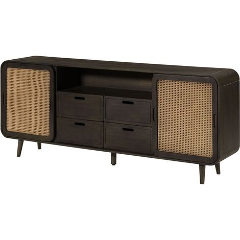 Credenza Mango grigio scuro Laccato 200x40x80 cm montato parzialmente VALENCIA 220 (1/4)