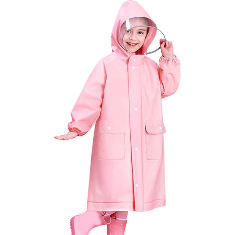 Imperméable enfant rose sakura, mignon, imperméable, léger et résistant, avec poche pour sac à dos pour filles (taille S). (1/5)