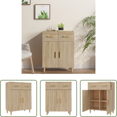 Holzbeistelltisch - Sideboard Sonoma-Eiche 69,5x34x89 cm Holzwerkstoff (1/5)