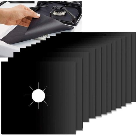 Plaque de Cuisson à Gaz Protection d'écran Anti-adhésif en téflon Tapis cuisinière x Protectors 12 Pièces réutilisables10.6" 10.6" (1/5)