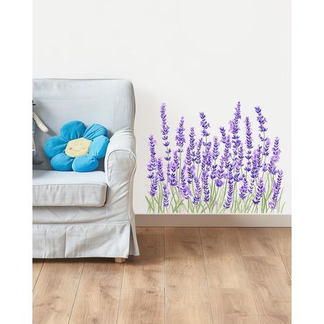 2 autocollants lavande/feuilles pour abattant WC, motifs floraux étanches, décoration réservoir