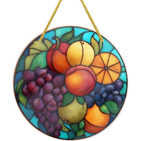 Panier de fruits d'automne avec poires, panneau vitré incassable en acrylique 20 x cm (1/5)