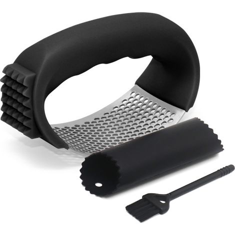 Prensa de ajos de acero inoxidable, prensa de ajos manual portátil de nuevo estilo, utensilio de cocina para el hogar, triturador de ajos, utensilios de cocina (2 piezas) (1/5)