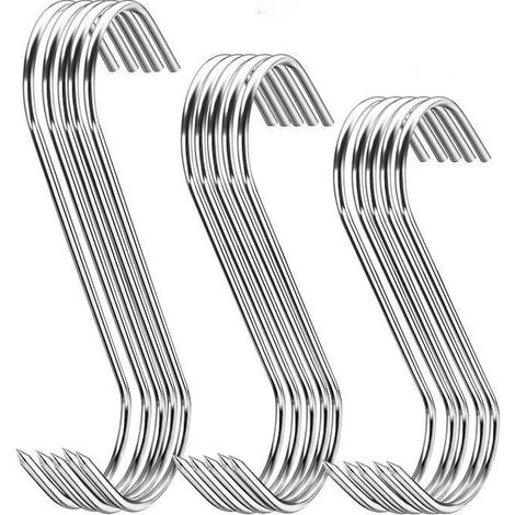30 crochets en acier inoxydable en forme de S, pour griller et fumer viande et poisson, couleur argent. (1/5)