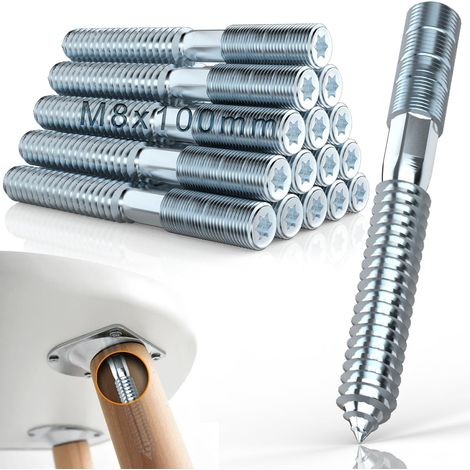 15 Pièces Vis Double Filetage M8x100mm Vis de Fixation M8 (1/5)
