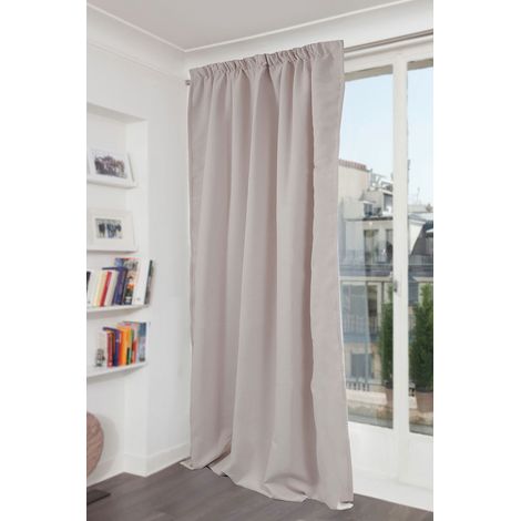 Rideau Phonique Occultant et Thermique "MOONDREAM" galon fronceur Gris Galet 140x260 cm
