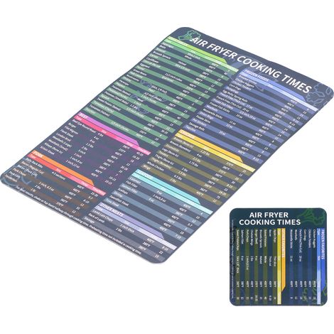 Lot de 2 feuilles magnétiques pour la cuisson des aliments : tableau des temps de cuisson, guide de référence rapide, accessoire pour friteuse. (1/5)