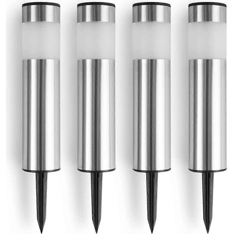 Lampe solaire pour jardin et extérieur, 4 lampes LED design pour jardin, allée, piscine, acier inoxydable (1/5)