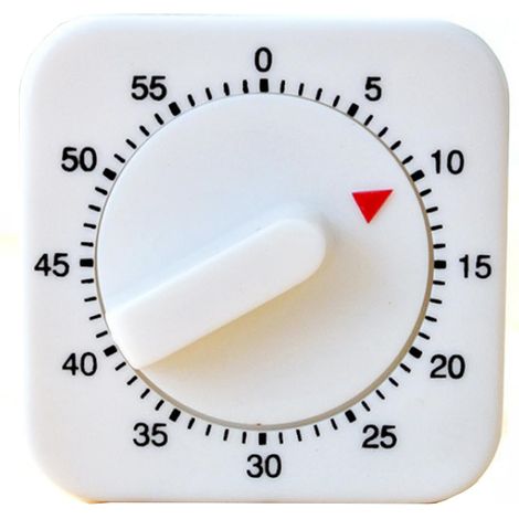Minuteur mécanique carré 60 minutes - Minuteur de cuisson visuel avec alarme sonore - Fonctionne sans piles - Blanc