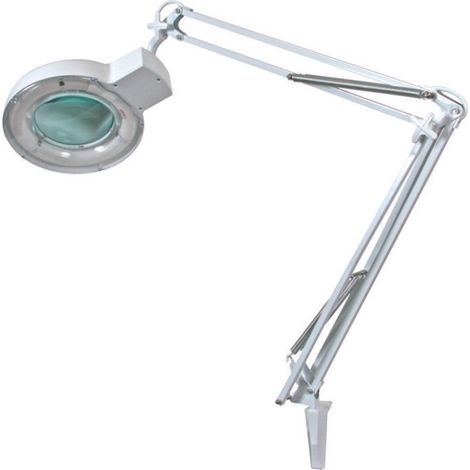 Velleman Lupenleuchte mit Klemme, 22 W Lupenlampe mit Schwenkarm, 2,25x Vergrößerung, 5 Dioptrien Linse 120 mm, für Hobby, Lesen und Präzisionsarbeit