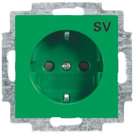 Busch-Jaeger Prise de courant SCHUKO® avec impression SV Safety+ vert - Busch-balance® SI (20 EUCB-13-914-10), 2CKA002013A5388