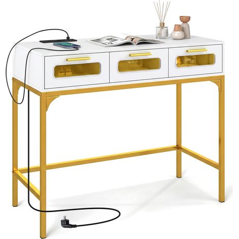 COSTWAY Tavolo Consolle Ingresso Divano Storage Stretto Alto Dietro Ingresso Stanza Lungo Piccolo Pollice Cassetto Fattoria Legno Nero Corridoio Arredamento S (1/5)